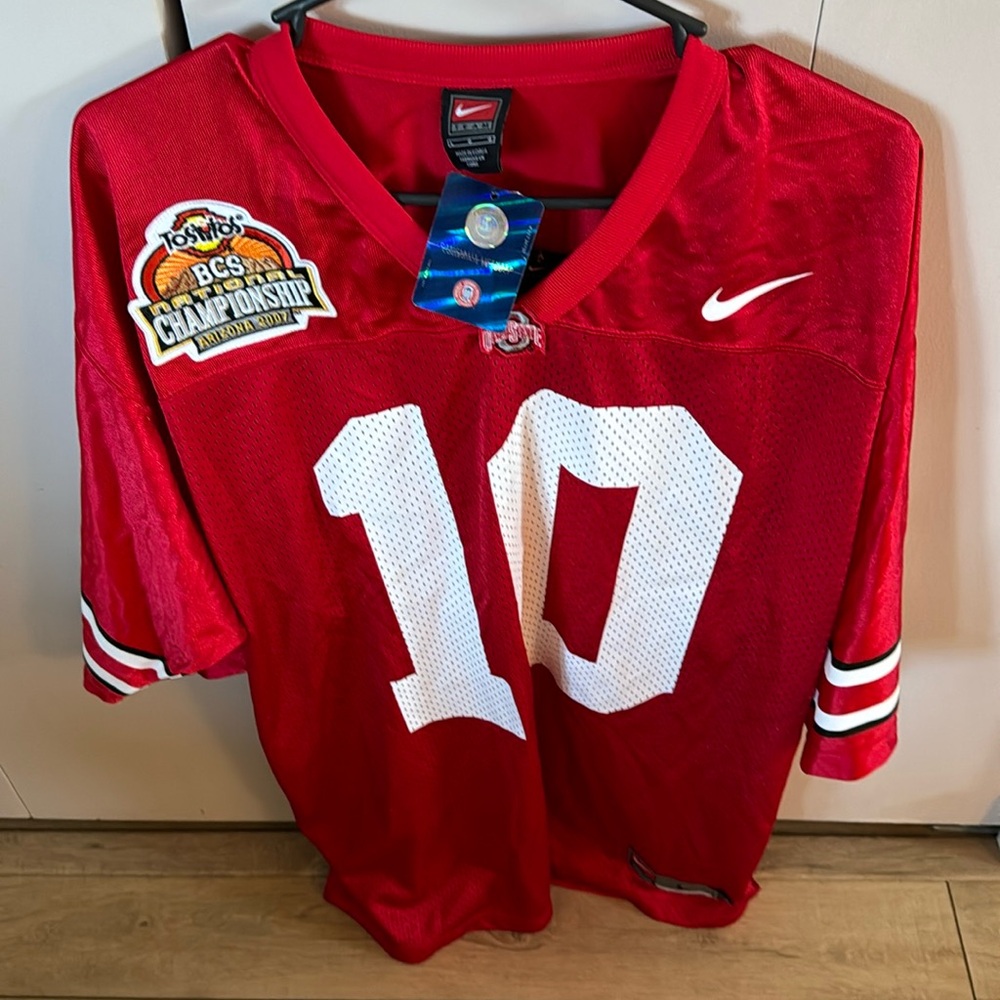 Ohio State Red Nike Jersey Fiesta Bowl Troy Smith #10 Size Large NWT